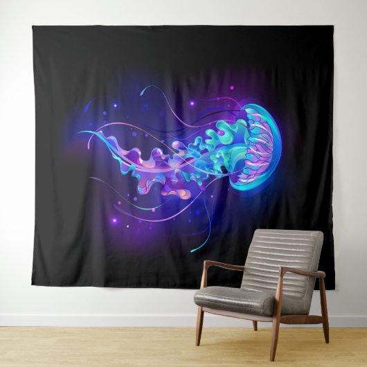 Lebhafte Farbe leuchtende Qualle Wandteppich (Beispiel (Horizontal))