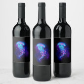 Lebhafte Farbe leuchtende Qualle Weinetikett (Flaschen)