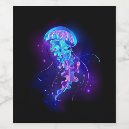 Lebhafte Farbe leuchtende Qualle Weinetikett (Einzelnes Label)