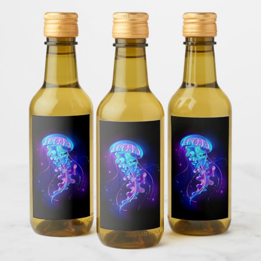 Lebhafte Farbe leuchtende Qualle Weinetikett (Flaschen)