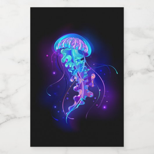 Lebhafte Farbe leuchtende Qualle Weinetikett (Einzelnes Label)