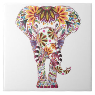 Lebhafte Farbe Mandala Elephant Fliese