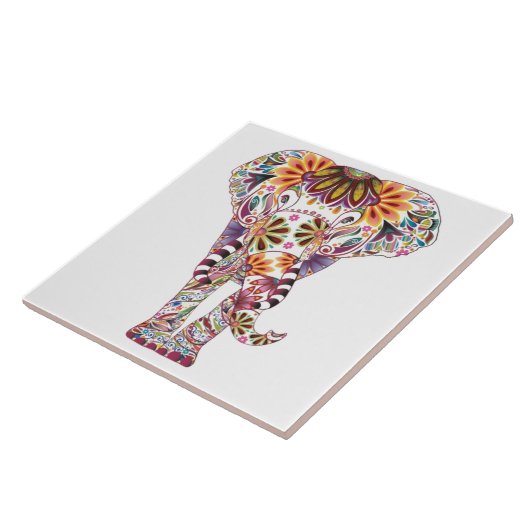 Lebhafte Farbe Mandala Elephant Fliese (Seite)