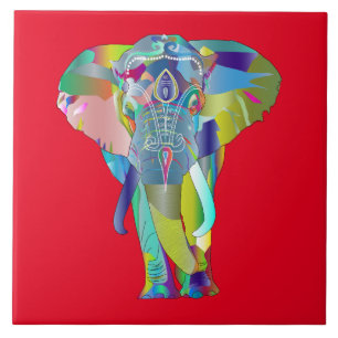 Lebhafte Farbe Mandala Elephant Fliese