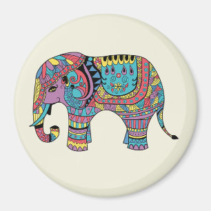 Lebhafte Farbe Mandala Elephant Magnet