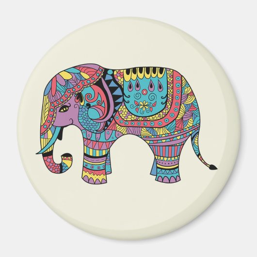 Lebhafte Farbe Mandala Elephant Magnet (Vorne)