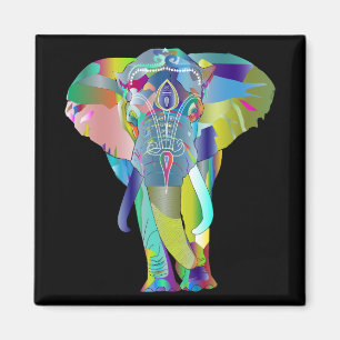 Lebhafte Farbe Mandala Elephant Magnet