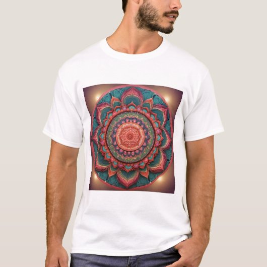 Lebhafte Farbe Mandala T-Shirt (Vorderseite)