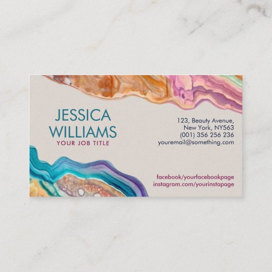 Lebhafte Farben der Wasserfauna Abstrakt Visitenkarte (Rückseite)