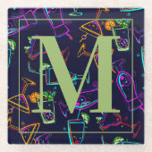 Lebhafte Farben Neon Cocktails auf schwarz Glasuntersetzer (Vorderseite)