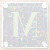 Lebhafte Farben Neon Cocktails auf schwarz Glasuntersetzer (Rückseite)