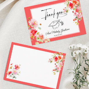 Lebhafte Farben Pink Orange Abschlussfeier Dankeskarte