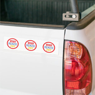 Lebhafte Farben und Worte: Liebe Frieden Freude Autoaufkleber