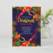 Lebhafte Farben Weihnachts-Dinner Party Einladung (Stehend Vorderseite)