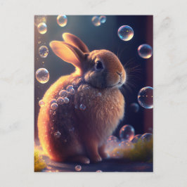 Lebhafte farbenfrohe Blase Bunny Rabbit Postcard Postkarte