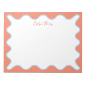 Lebhafte farbenfrohe blaue und rosa Wavy Zigzag Bo Notizblock (Vorderseite)