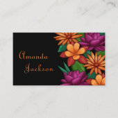 Lebhafte, farbenfrohe blühende Blume Schwarz Visitenkarte (Vorderseite)