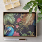 Lebhafte farbenfrohe Blumenpfauendekoupage Seidenpapier (Geschenk)