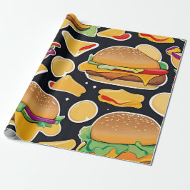 Lebhafte farbenfrohe Cheeseburgers Geschenkpapier