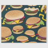 Lebhafte farbenfrohe Cheeseburgers Geschenkpapier (Flach)
