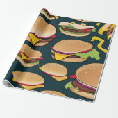Lebhafte farbenfrohe Cheeseburgers Geschenkpapier (Ungerollt)