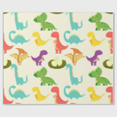 Lebhafte farbenfrohe Dinosaurier und Eier Geschenkpapier (Flach)