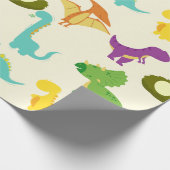 Lebhafte farbenfrohe Dinosaurier und Eier Geschenkpapier (Ecke)