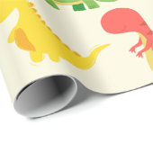 Lebhafte farbenfrohe Dinosaurier und Eier Geschenkpapier (Rolleneckpunkt)