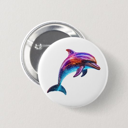 Lebhafte farbenfrohe Dolphin Button (Vorne & Hinten)