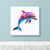 Lebhafte farbenfrohe Dolphin Leinwanddruck (Insitu (Holzboden))