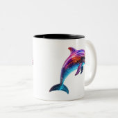 Lebhafte farbenfrohe Dolphin Zweifarbige Tasse (VorderseiteRechts)