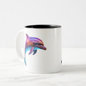 Lebhafte farbenfrohe Dolphin Zweifarbige Tasse (Vorderseite Links)