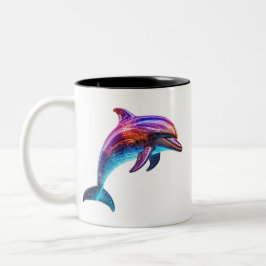 Lebhafte farbenfrohe Dolphin Zweifarbige Tasse