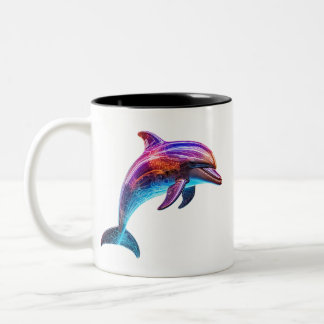 Lebhafte farbenfrohe Dolphin Zweifarbige Tasse