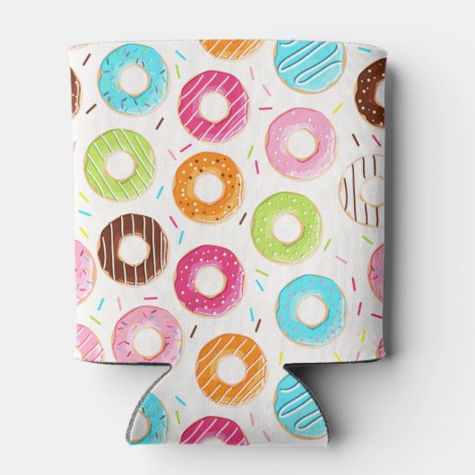 Lebhafte, farbenfrohe Donuts Sprinklermuster Dosenkühler (Rückseite)