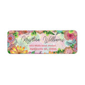 Lebhafte farbenfrohe Doodle Florals Rücksendeadres (Vorne)