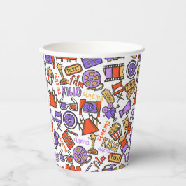 Lebhafte farbenfrohe Filmabende Party Pappbecher