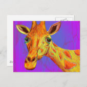 Lebhafte farbenfrohe Giraffe in Orange und Gelb Postkarte (Vorne/Hinten)