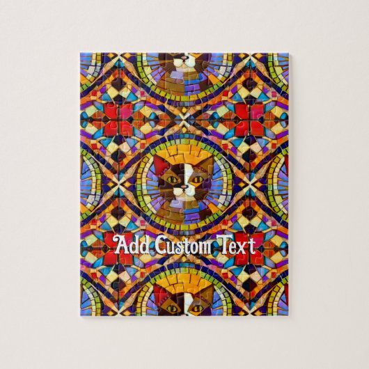 Lebhafte farbenfrohe Katzenmosaikfliesen - fröhlic Puzzle (Vertikal)