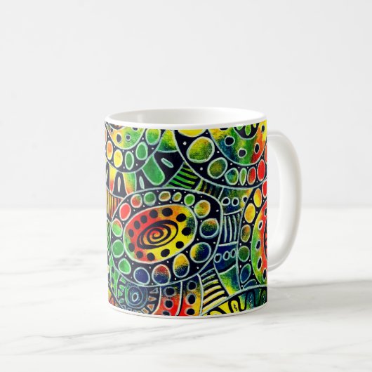 Lebhafte farbenfrohe Kreise und Ovalen Original Ab Kaffeetasse (VorderseiteRechts)