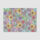Lebhafte farbenfrohe Kunstdoodle Spring Florals Seidenpapier (Vorderseite)