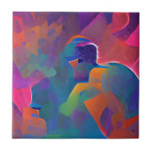 Lebhafte, farbenfrohe, lila-gelbe Fuchsie Fliese (Vorderseite)