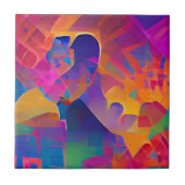 Lebhafte, farbenfrohe, lila-gelbe Fuchsie Fliese (Vorderseite)