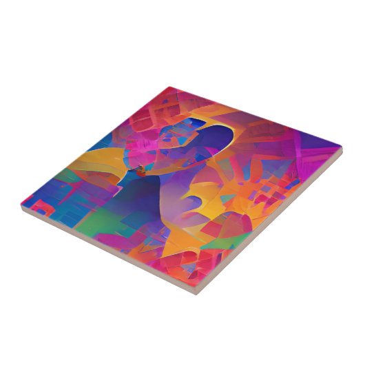 Lebhafte, farbenfrohe, lila-gelbe Fuchsie Fliese (Seite)