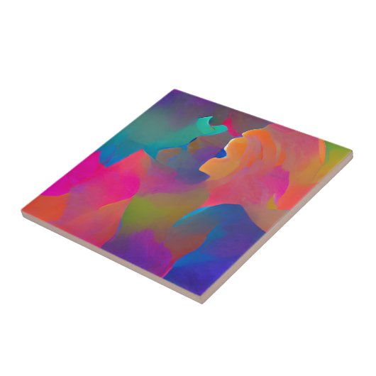 Lebhafte, farbenfrohe, lila-gelbe Fuchsie Fliese (Seite)