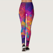 Lebhafte, farbenfrohe, lila-gelbe Fuchsie Leggings (Rückseite)