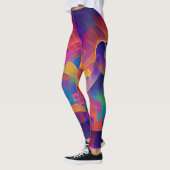 Lebhafte, farbenfrohe, lila-gelbe Fuchsie Leggings (Links)