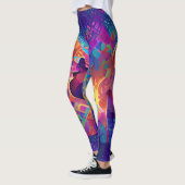 Lebhafte, farbenfrohe, lila-gelbe Fuchsie Leggings (Links)