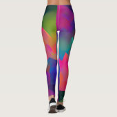 Lebhafte, farbenfrohe, lila-gelbe Fuchsie Leggings (Rückseite)