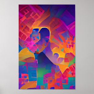 Lebhafte, farbenfrohe, lila-gelbe Fuchsie Poster